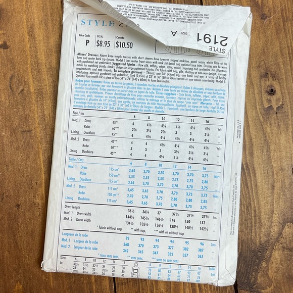 Style sewing patterns 1990’s off the shoulder fit and flare dress pattern 2191 - Picture 2 of 3